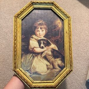Vintage Miss Jane Bowles by Sir Joshua Reynolds Print Gold Frame Made in Italy
